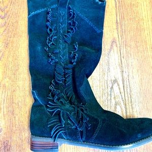 ALL BLACK Black Suede Tassel Boots